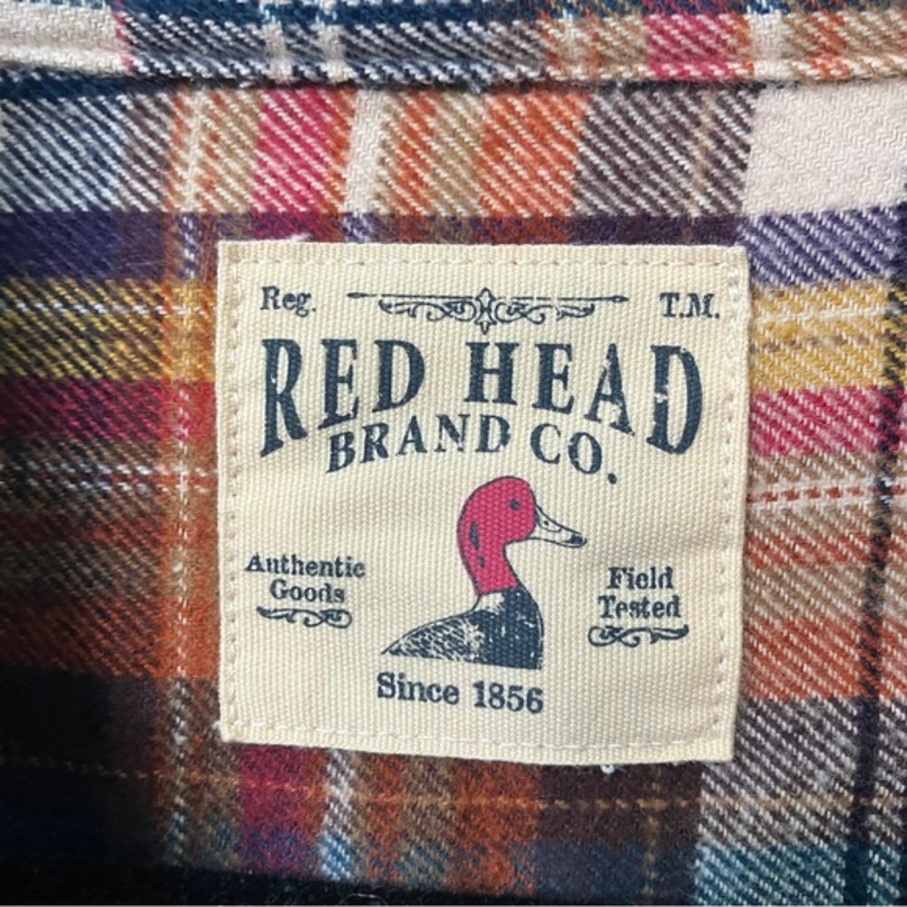 Redhead Red Cotton Flannel Mens Button Front Shirt - Picture 4 of 6